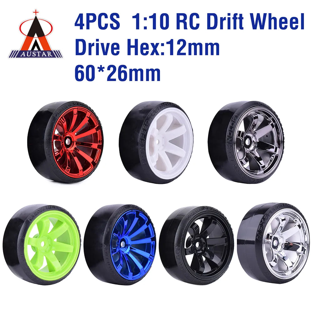 4PCS 1/10 RC Drift On-road Wheel Hard Pattern Tyre