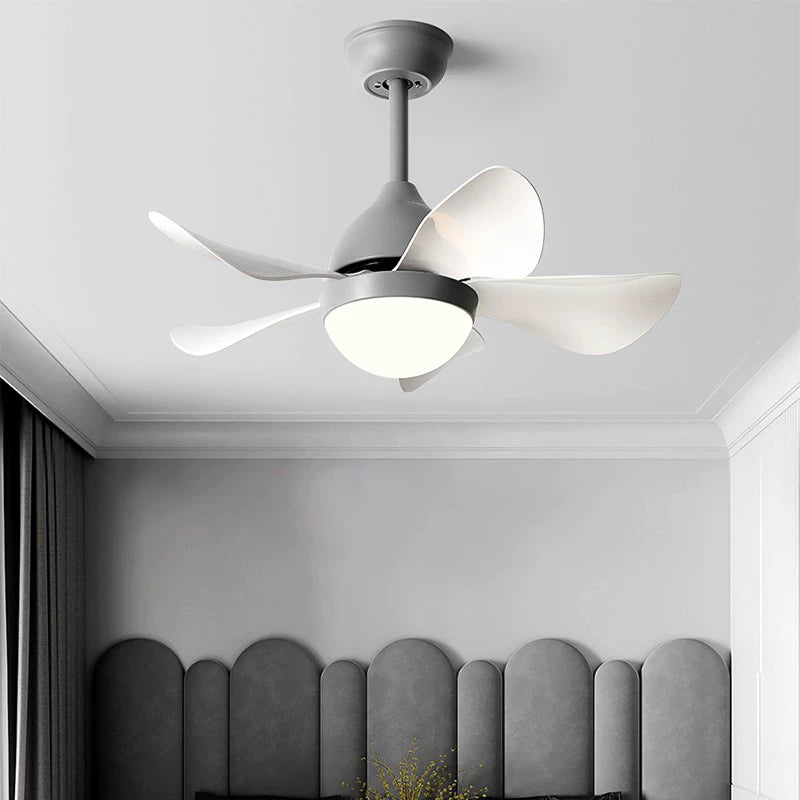 Macaron Children's Fan Lamp Nordic Bedroom Ceiling Fan Lights Fresh Household Restaurant Study Fan Integrated Chandelier