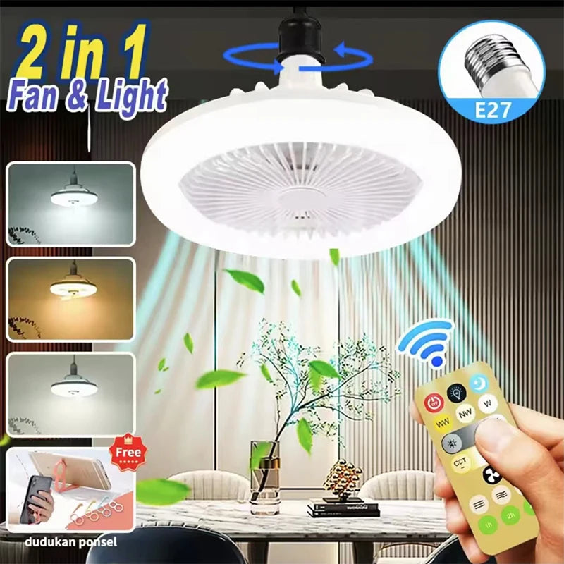 3In1 Ceiling Fan With Lighting Lamp E27 Converter Base With Remote Control