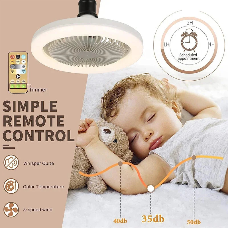 3In1 Ceiling Fan With Lighting Lamp E27 Converter Base With Remote Control