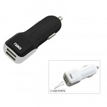 NAXA 10 Watt 2.1 Amp Dual USB Car Charger-BLACK