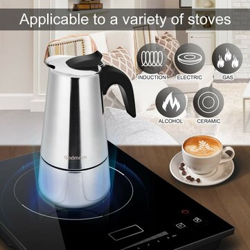 Godmorn Stovetop Espresso Maker Moka Pot 450ml/15oz/9 cup Classic Cafe