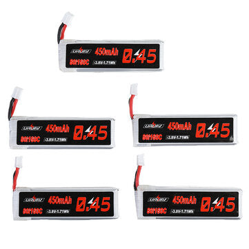 5Pcs URUAV 3.8V 450mAh 80C/160C 1S Lipo Battery PH2.0 Plug