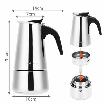 Godmorn Stovetop Espresso Maker Moka Pot 450ml/15oz/9 cup Classic Cafe