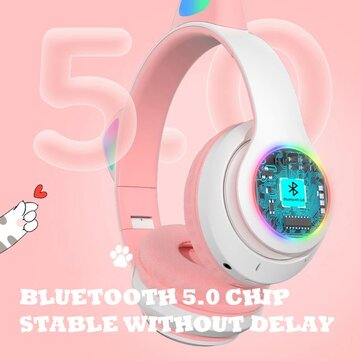 Bakeey STN-28 Over-Ear Gaming bluetooth 5.0 Headset Glowing Cat Ear Headphons