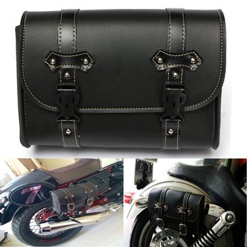 Motorcycle Saddle Leather Bag Storage Tool Pouch Black